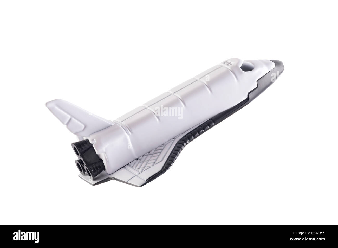 Space Shuttle auf weißem Hintergrund Stockfoto