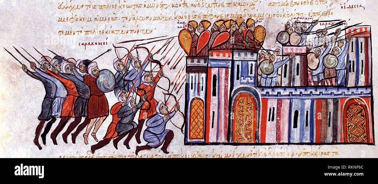 Die Beschlagnahme von Edessa in Syrien (1031) durch die byzantinische Armee unter der Führung von Georg Maniakes, und die Arabische Gegenangriff. Stockfoto