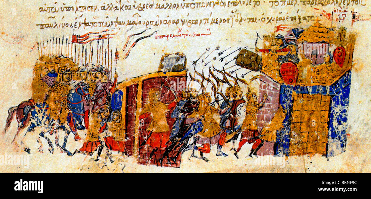 Thomas die Slawischen und seine Armee angreift, Konstantinopel im Frühjahr 822 Stockfoto