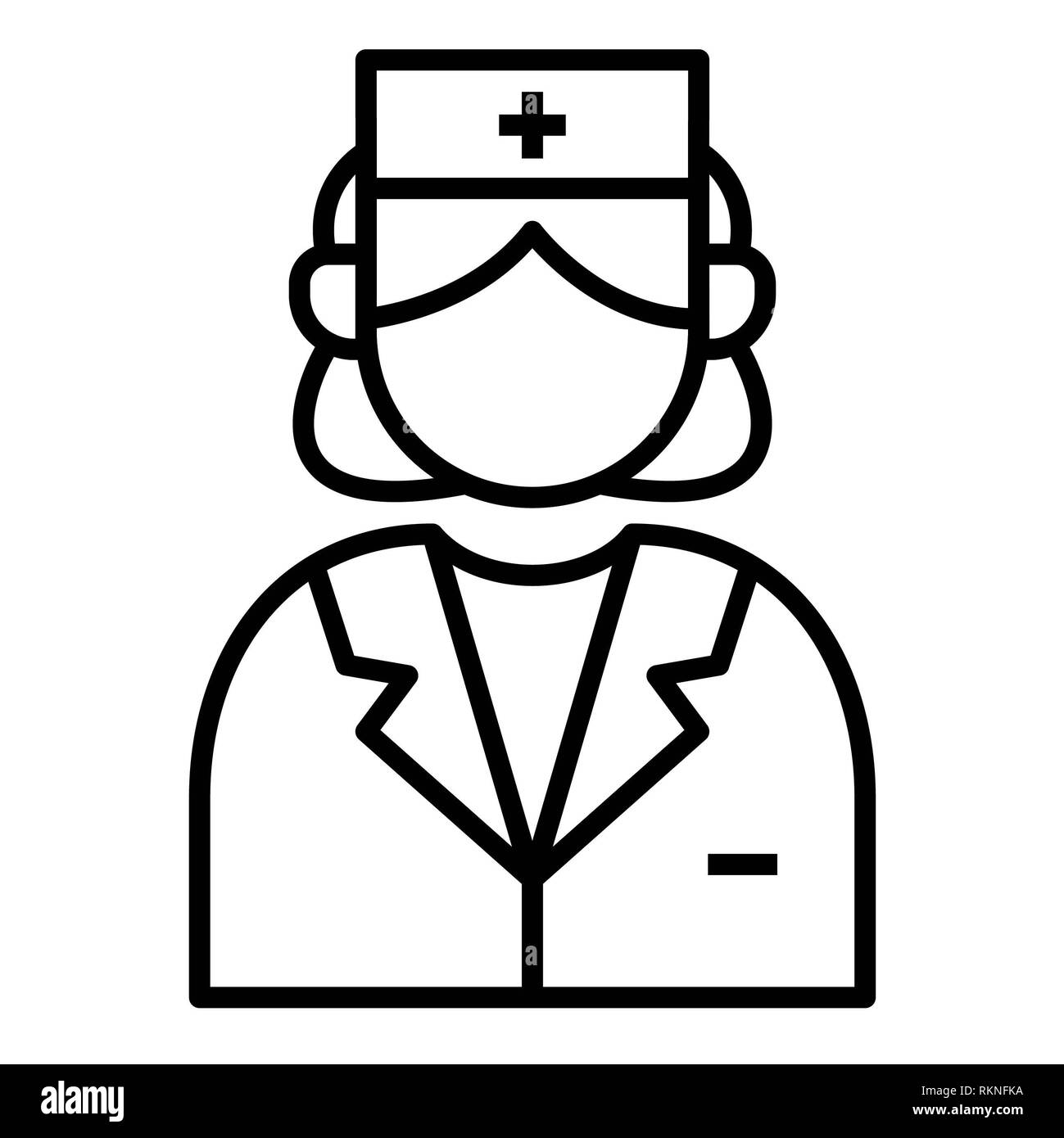 Krankenschwester Symbol, Vector Illustration, Gesundheitswesen Übersicht Stockfoto