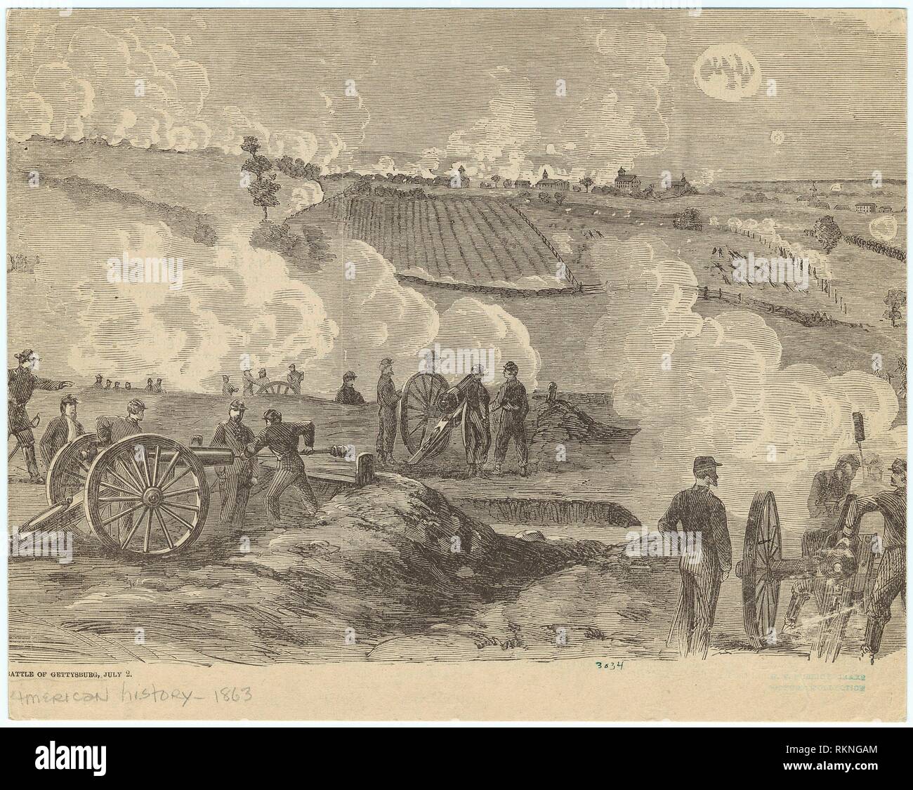 Schlacht von Gettysburg, Juli 2. Mid-Manhattan Bildersammlung der amerikanischen Geschichte - 1863. Datum der Ausgabe: 1866. United States - Geschichte - Bürgerkrieg, Stockfoto
