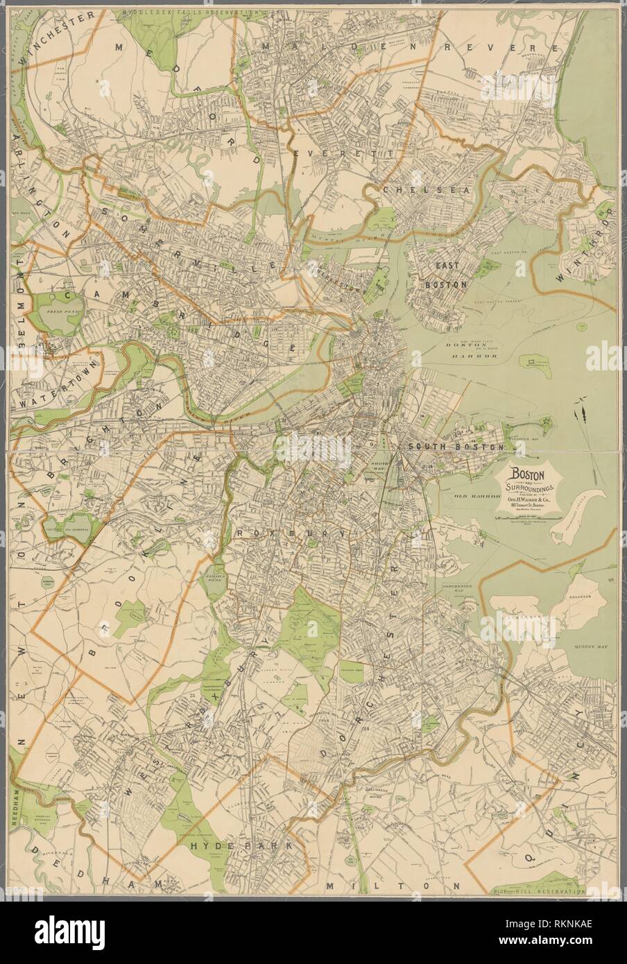 Boston Und Umgebung Geo H Walker Co Publisher Karten Von Nordamerika Lander Vereinigte Staaten Ausser New York Staaten Massachusetts Datum Stockfotografie Alamy