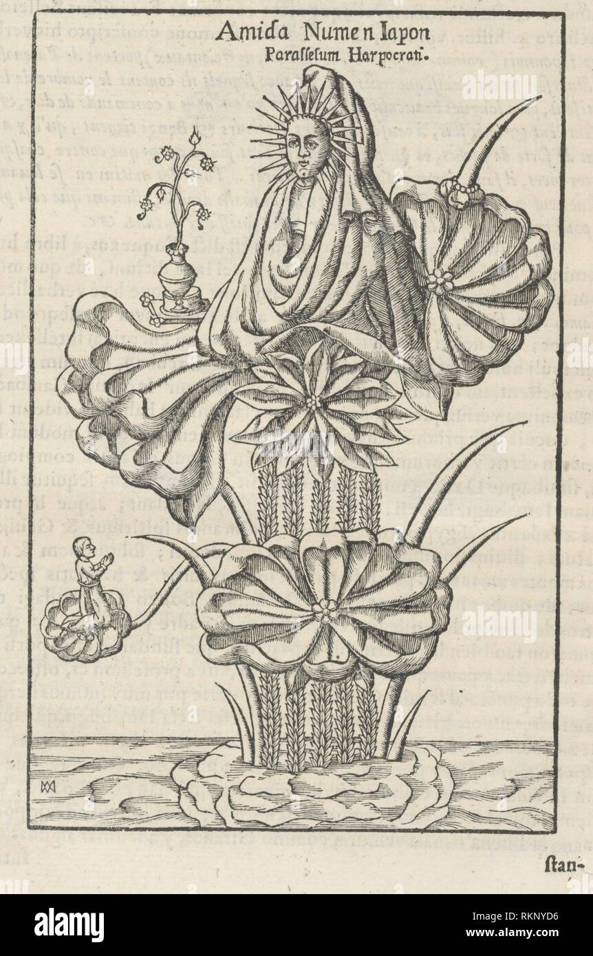 Amida Numen Iapon, parallelum Harpocrati. Kircher, Athanasius (1602-1680) (Thema). Athanasii Kircheri. Oedipvs aegyptiacvs, Hoc est vniuersalis Stockfoto