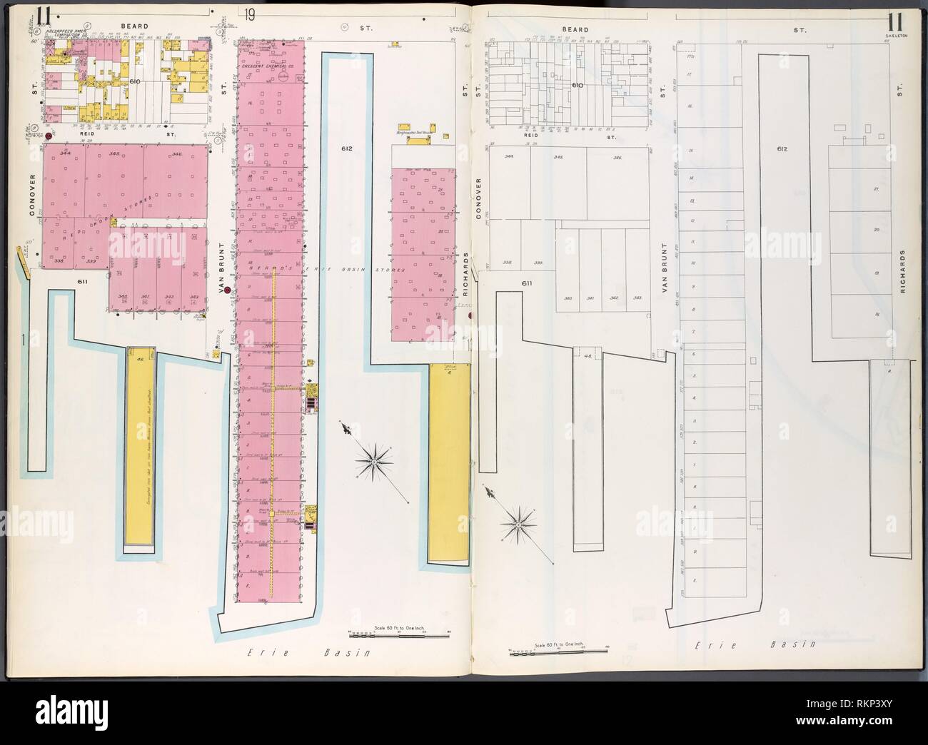 Brooklyn Platte Nr. 11 [ Karte von Conover St., Bart St., Richards St.] begrenzt. Sanborn Map Company (Publisher). Atlanten von New York City New York City Stockfoto