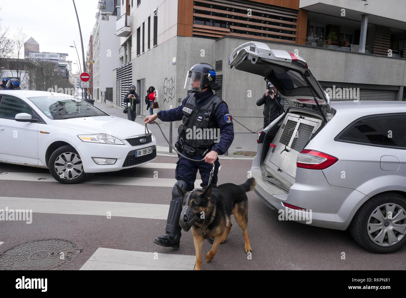 Die Gewalten Markierung der 13. Tag des gelben Jacken Mobilisierung, Lyon, Frankreich Stockfoto