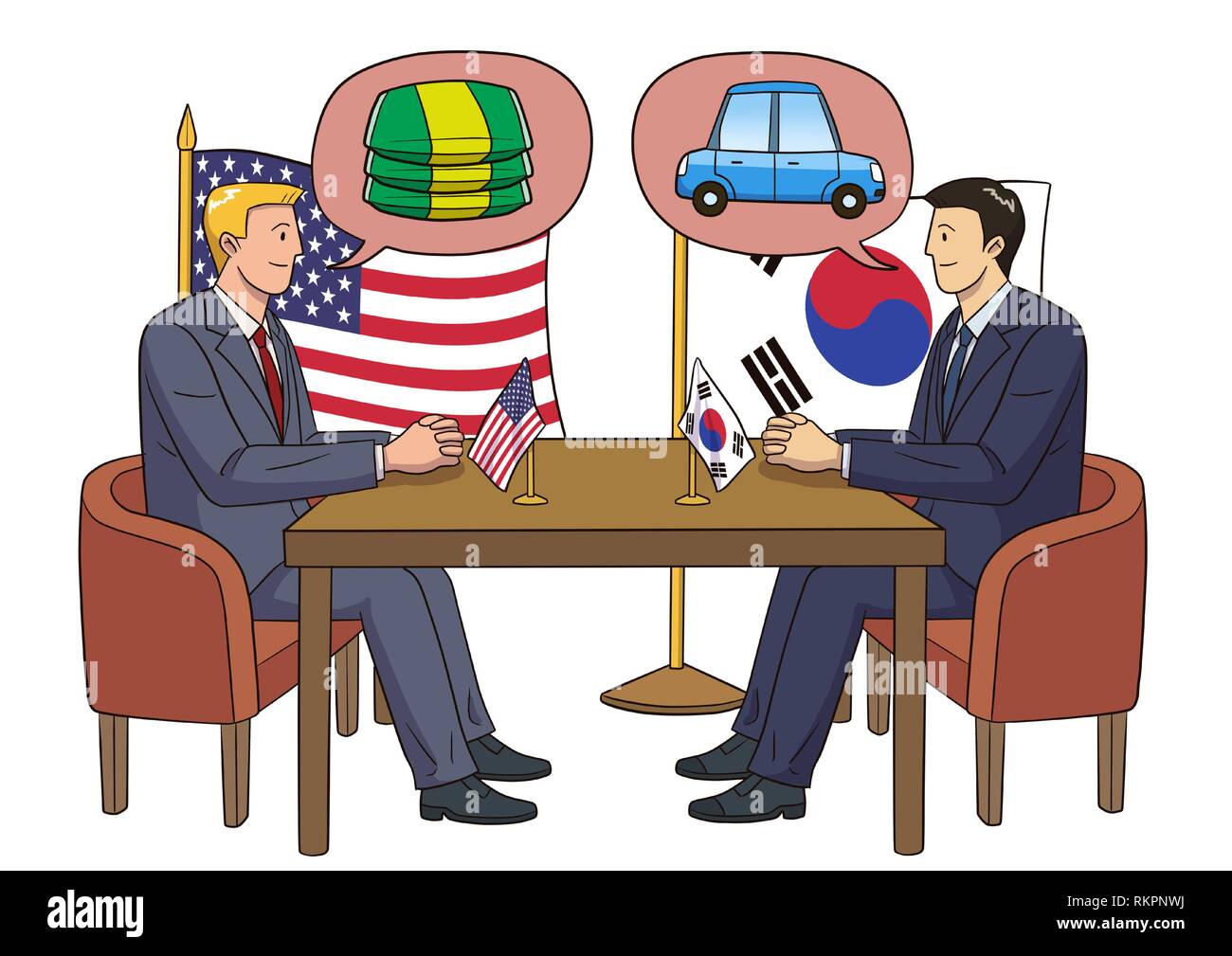 Diplomatie und Handel Krieg, internationaler Handel Konzept Vector Illustration 013 Stock Vektor