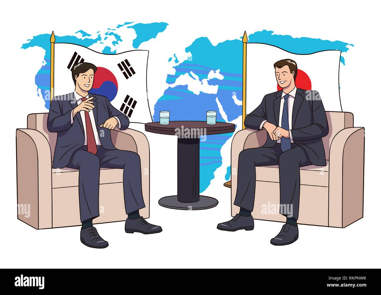 Diplomatie und Handel Krieg, internationaler Handel Konzept Vector Illustration 012 Stock Vektor