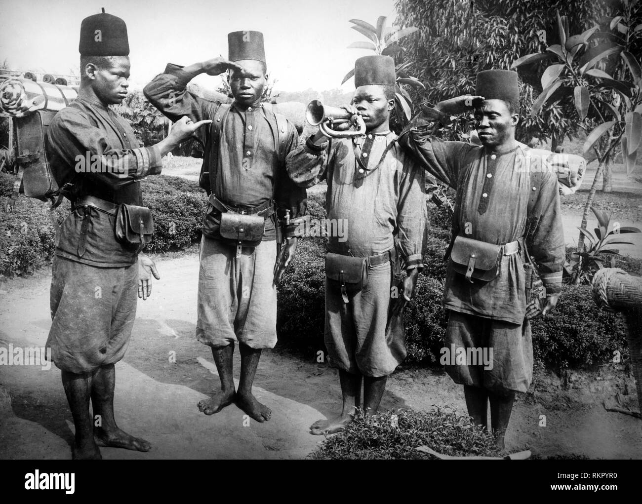 Afrika, Kongo belgische Soldaten, 1910 Stockfoto