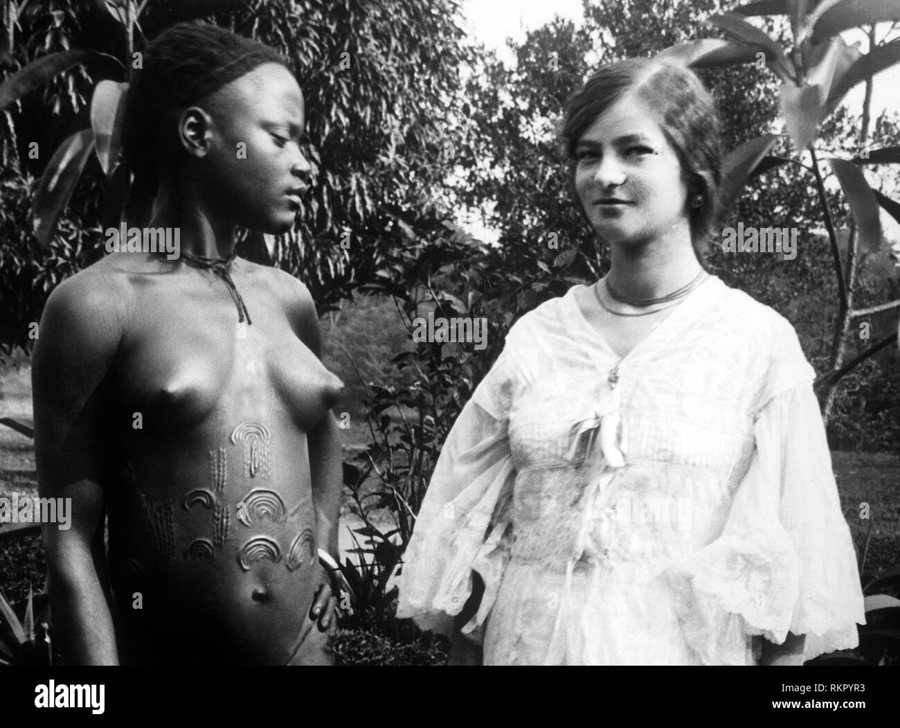 Afrika, Kongo Belgier, zwei ethnischen Gruppen im Vergleich, 1910 Stockfoto