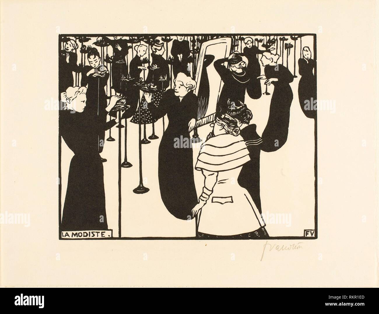 Der Hutmacher - 1894 - Félix Edouard Vallotton Französisch, geboren in der Schweiz, 1865-1925 - Artist: Félix Edouard Vallotton, Herkunft: Frankreich, Datum: 1894 Stockfoto