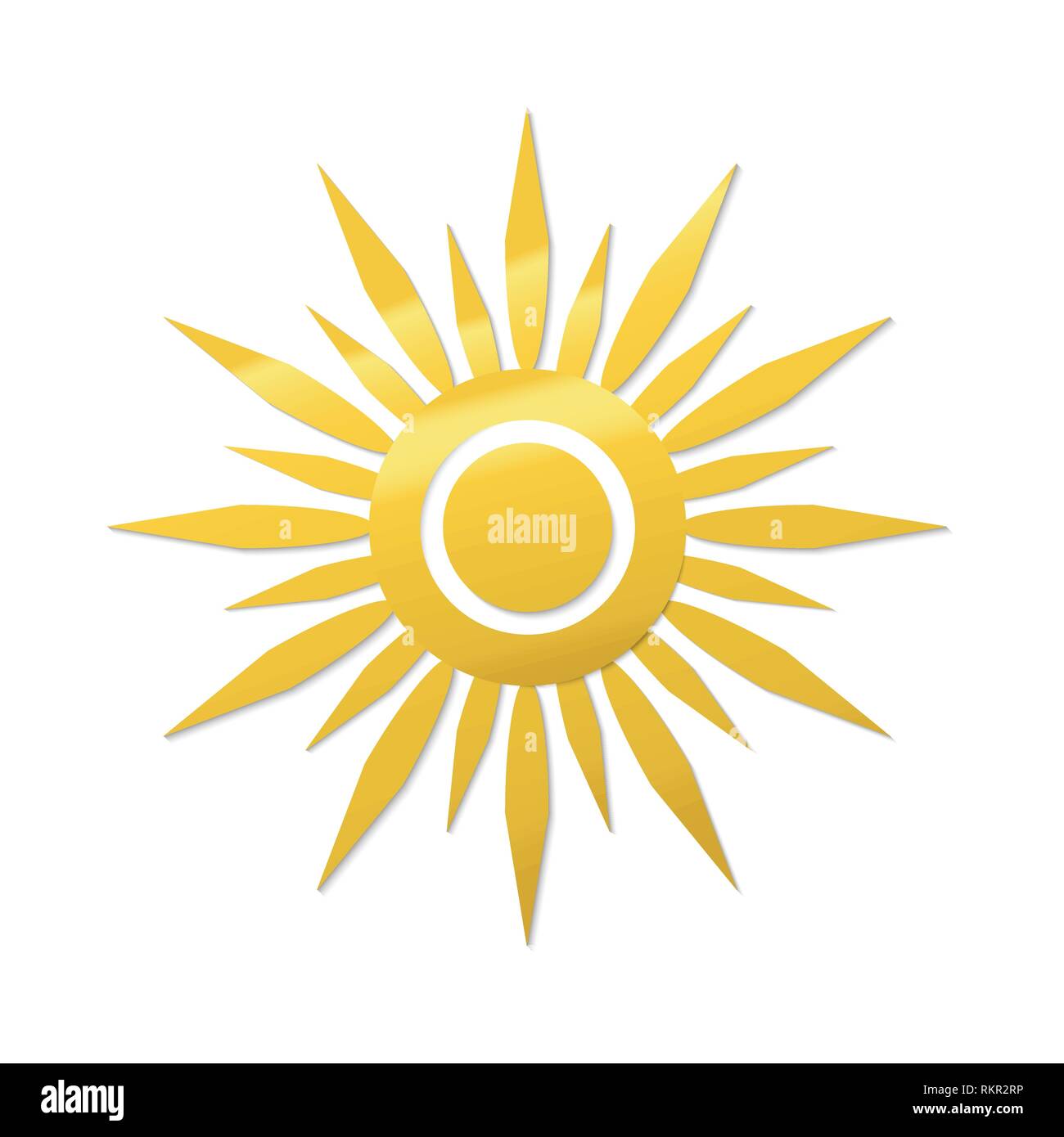 Papier schneiden Stil Sonnensymbol. Golden gradient vector Symbol Stock Vektor