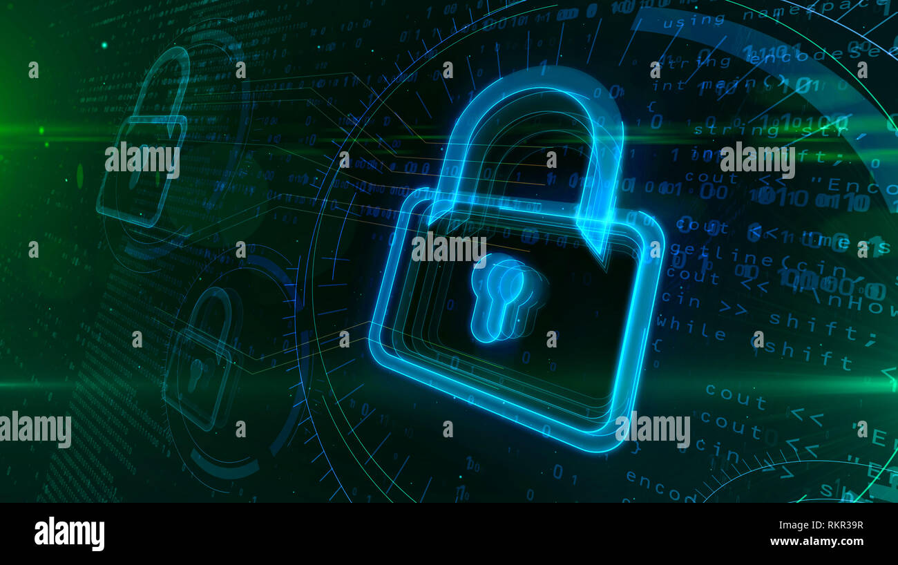 Digitale Schlosssymbol im Cyberspace. Abstrakte 3DAbbildung der Cyber