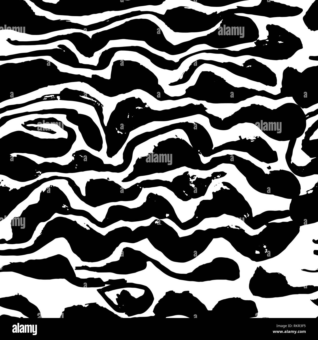 Gemalt zebra nahtlose Muster. Schwarze und weiße Streifen grunge Hintergrund. Stock Vektor