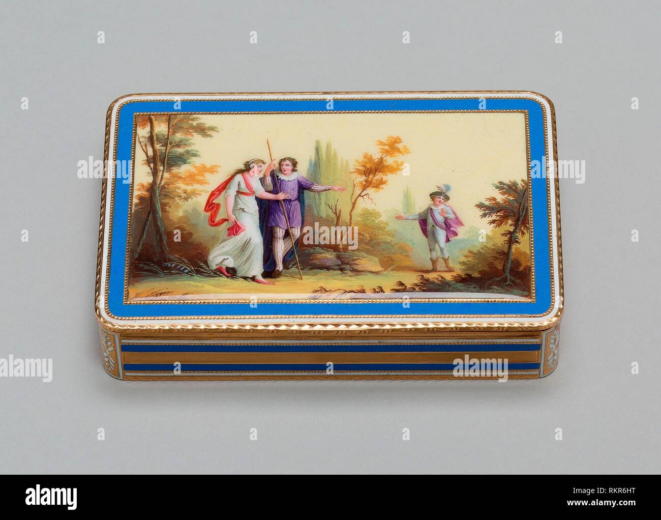 Snuff Box - ca. 1800/10 - Möglicherweise Schweiz - Herkunft: Schweiz, Datum: 1795-1815, Mittel: Gold und Emaille, Maße: 1,8 x 8,7 x 5,7 cm Stockfoto