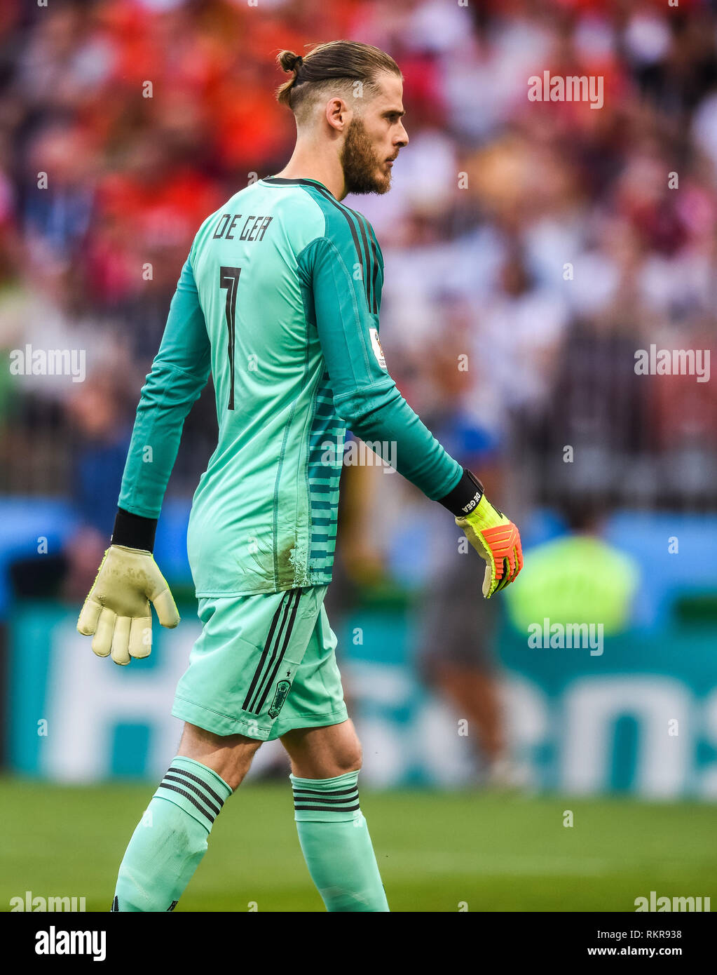 Moskau, Russland - Juli 1, 2018. Spanien Fußball-Nationalmannschaft Torwart David De Gea während der Fußball-WM 2018, die von 16 Spanien vs Russland. Stockfoto