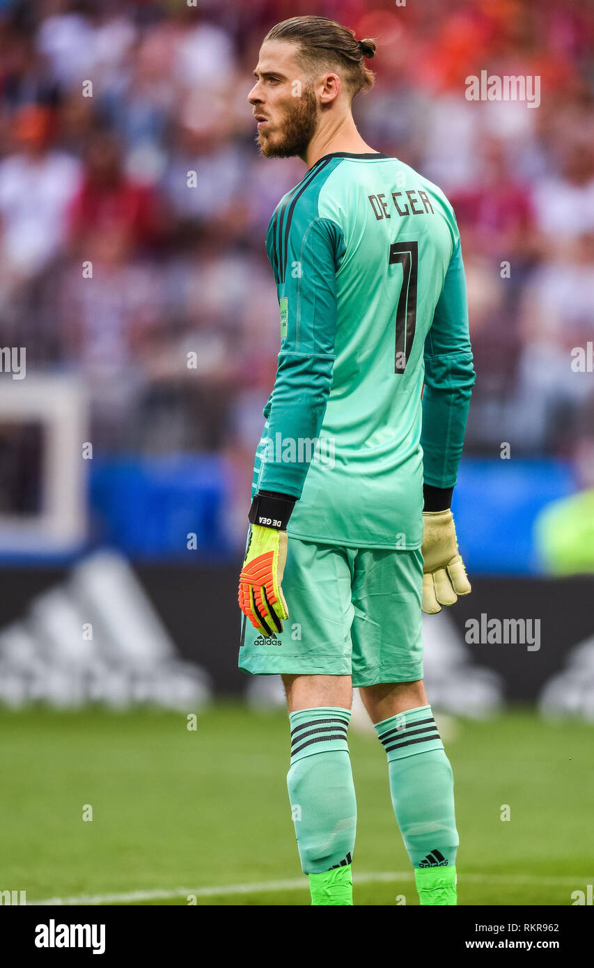 Moskau, Russland - Juli 1, 2018. Spanien Fußball-Nationalmannschaft Torwart David De Gea während der Fußball-WM 2018, die von 16 Spanien vs Russland. Stockfoto