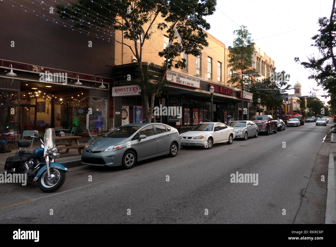 Untere Dauphin Street Historic District in der Innenstadt von Mobile, Alabama, United States mit alten Gebäuden und Sehenswürdigkeiten. Stockfoto