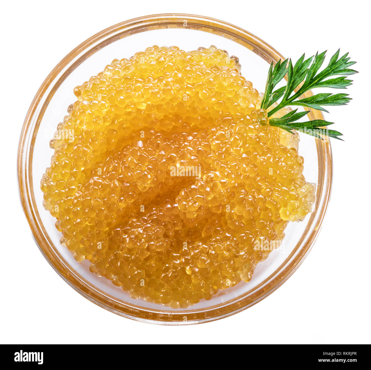 Hecht Kaviar oder Roe in der Schüssel. Freistellungspfaden. Ansicht von oben. Stockfoto