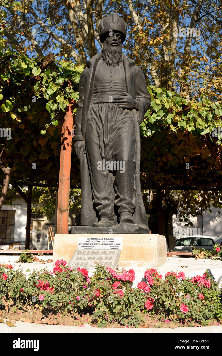 Mugla, Türkei - 7 November, 2018. Denkmal des Architekten Mimar Sinan in Mugla, Türkei. Stockfoto