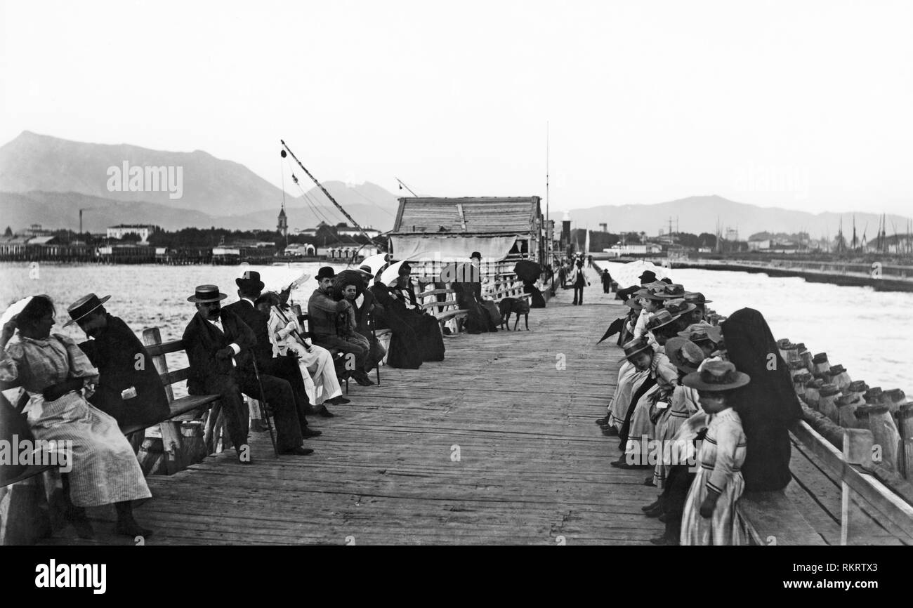 Pier, Viareggio, Toskana, Italien 1920 Stockfoto