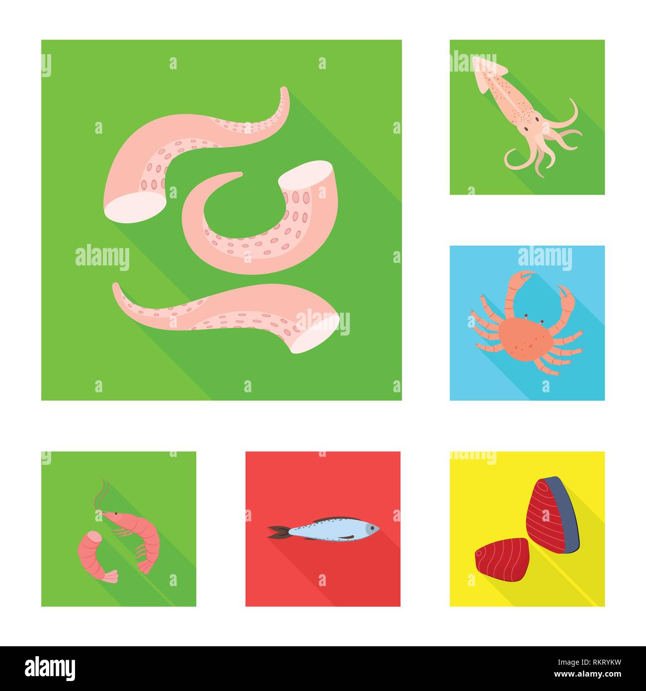 Tintenfisch, Krabben, Garnelen, Lachs, Squid, Shell, Garnelen, Fisch, Riese, Kraken, Wasser, gekocht, Fleisch, Küche, Langusten, niedlich, Ätzen, Tentakel, Tentakeln, Forelle, Monster, Rot, Menü, Zartheit, Stück, Kreatur, Muscheln, Hummer, Produkt, Ozean, frisch, Restaurant, Markt-, Marine-, Lebensmittel-, Meer, Fisch, gesund, Set, Vector, Icon, Illustration, isoliert, Sammlung, Design, Element, Grafik, Zeichen, flach, Schatten, Vektor, Vektoren, Stock Vektor