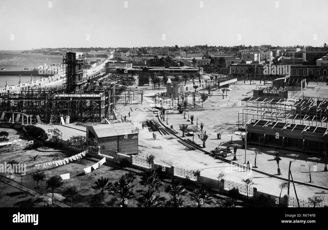 Afrika, Libyen, Tripolis, die Arbeiten für den Bau der Messe im Jahr 1927, 1920 Stockfoto