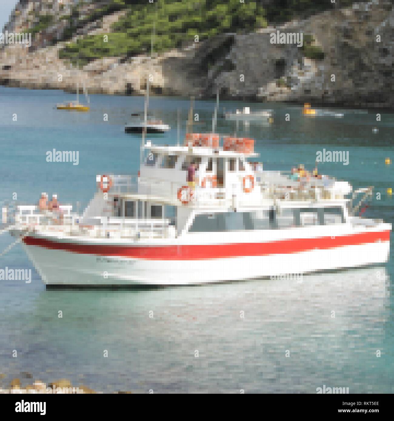 Der Vektor fotorealistische Illustration. Boot auf dem Wasser Stock Vektor