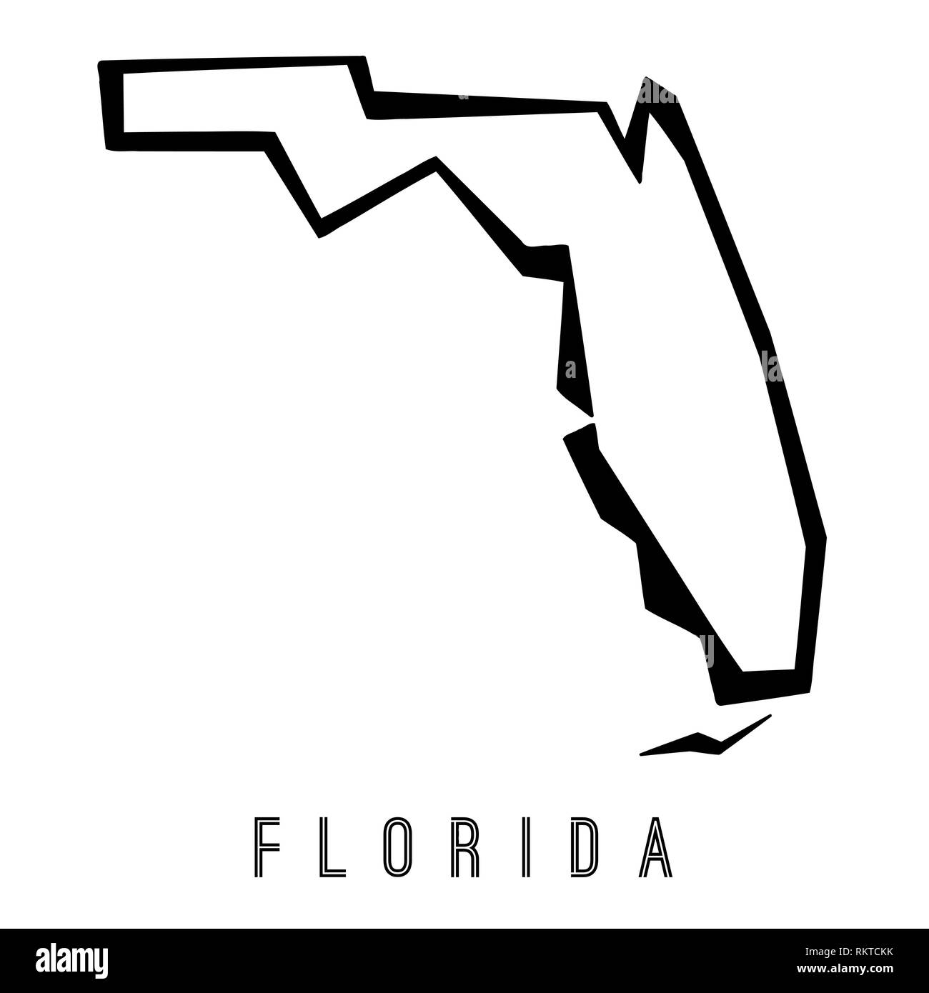 Florida Karte outline-US-Form scharfe polygonalen geometrischen Stil Vektor. Stock Vektor