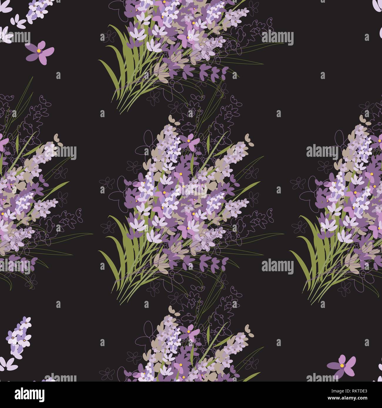 Die nahtlose Vektor florales Muster mit Lavendelblüten Stock Vektor