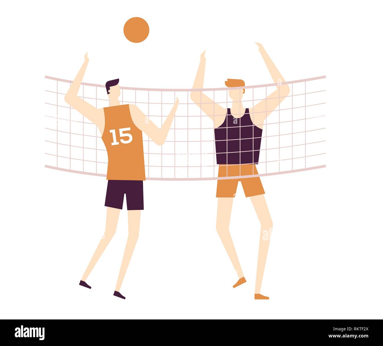 Männer spielen Volleyball - flaches design Stil bunte Illustration Stock Vektor