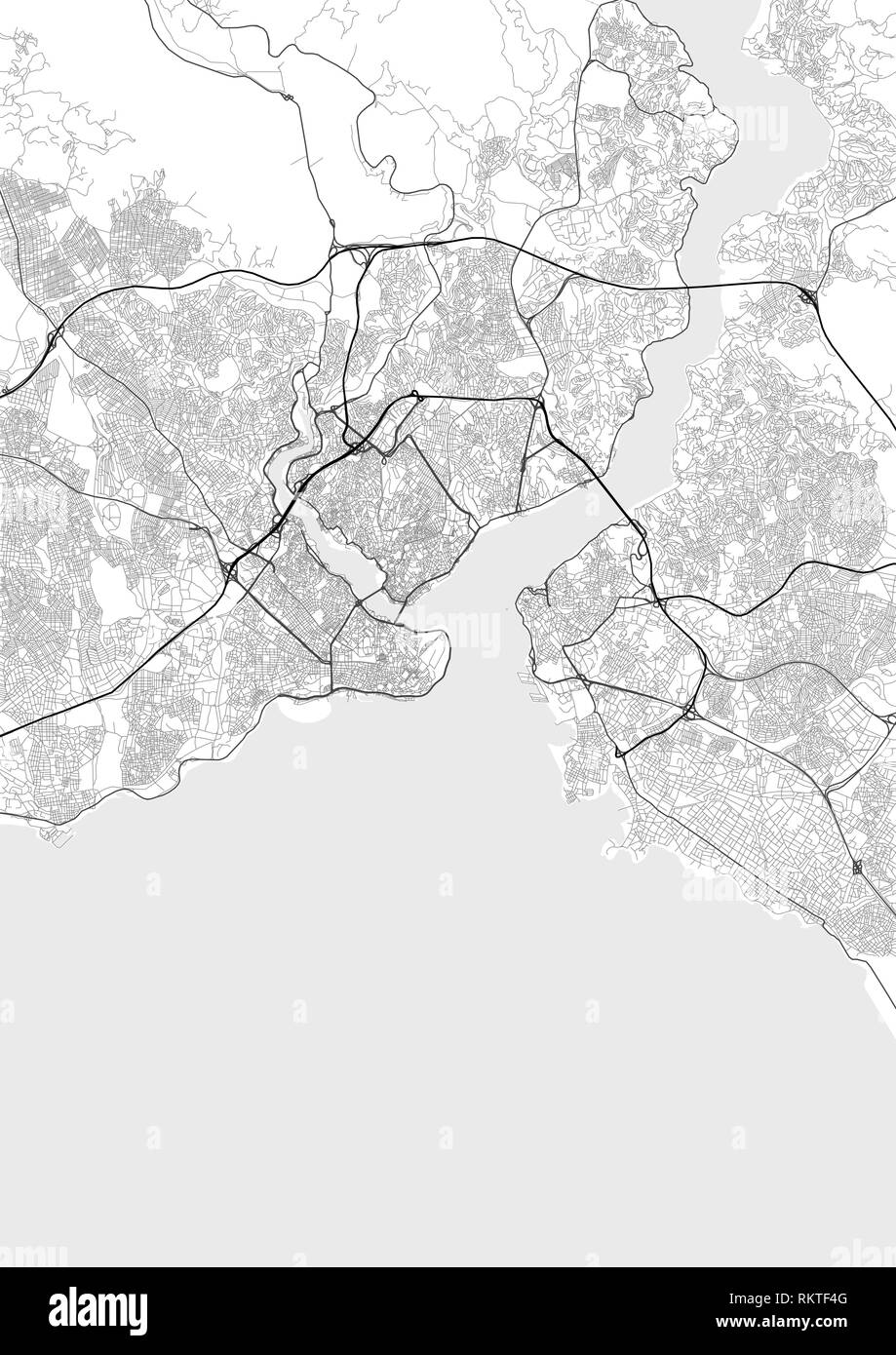 Vektor Stadtplan von Istanbul in Schwarz und Weiß Stock Vektor