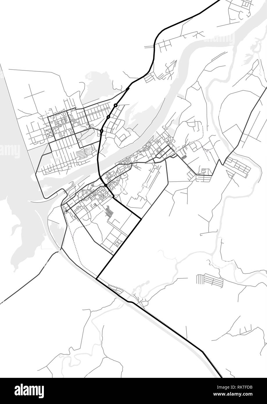 Vektor Stadtplan von Dubna in Schwarz und Weiß Stock Vektor