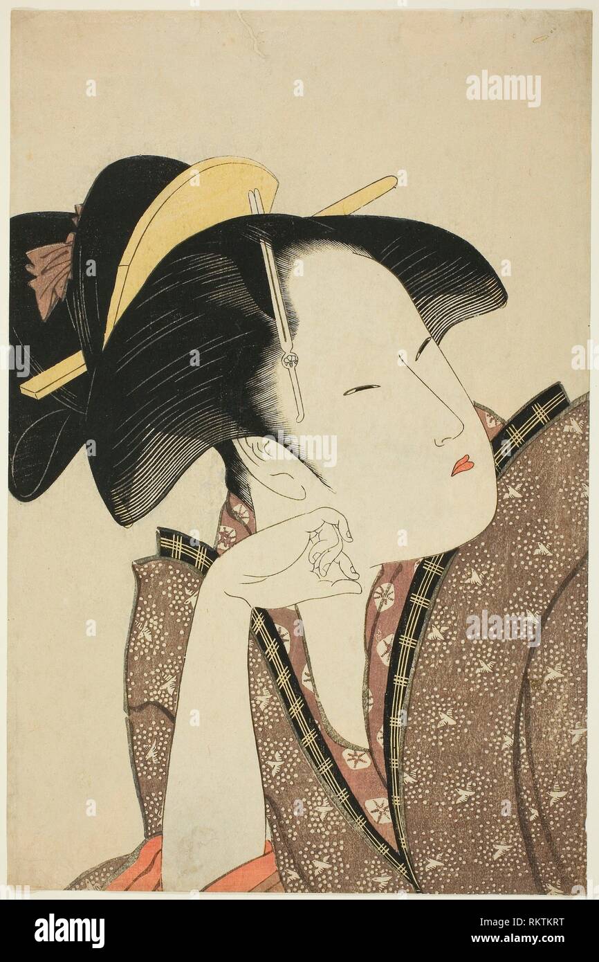 Reflektierende Liebe, aus der Serie ''Anthologie Gedichte: die Liebe Abschnitt (Kasen koi Keine bu) (Mono omou Koi)''-C. 1793/94 - Kitagawa Utamaro, Stockfoto