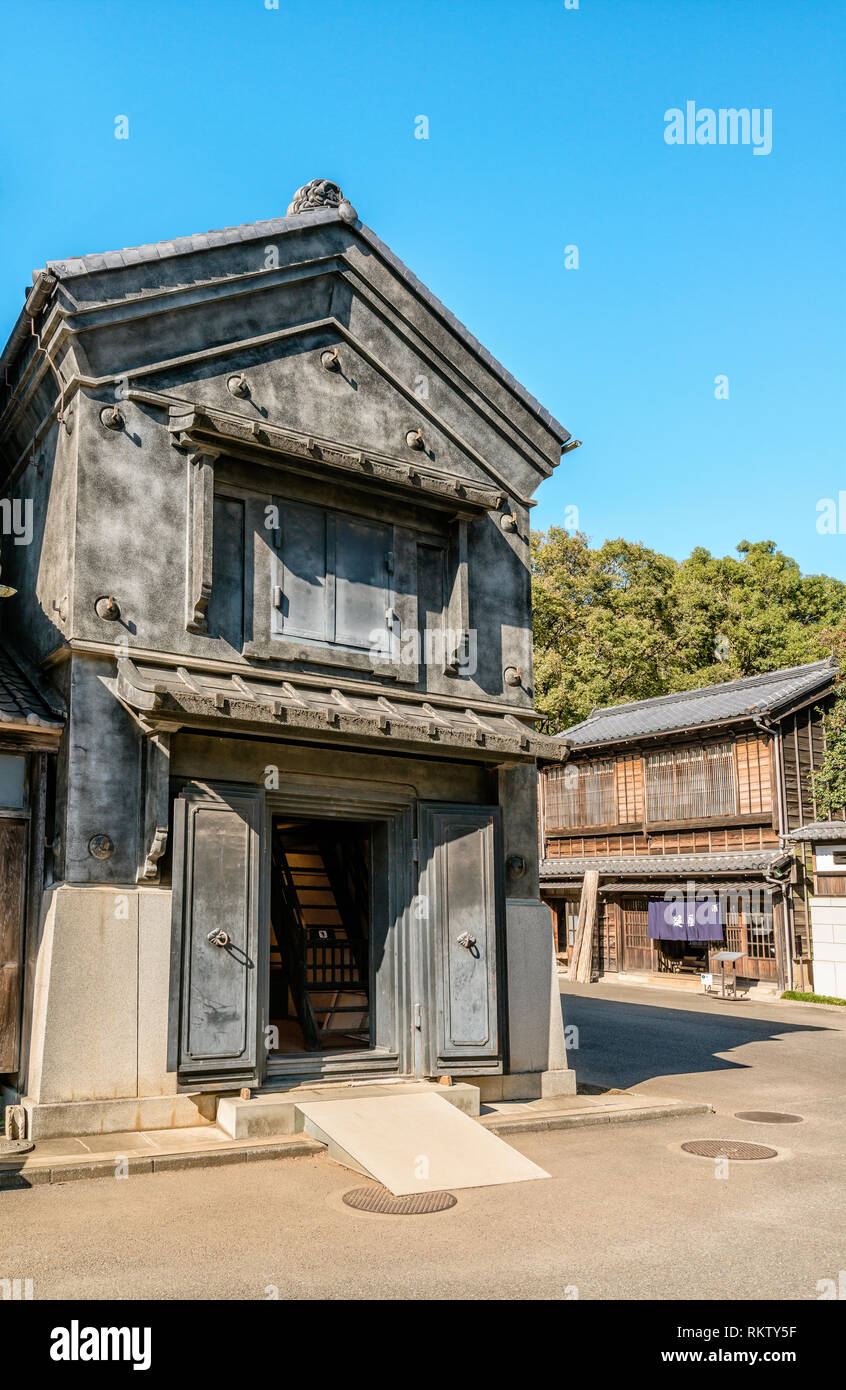 Altes Lagerhaus, Edo Tokyo Open Air Architectural Museum, Tokio, Japan Stockfoto