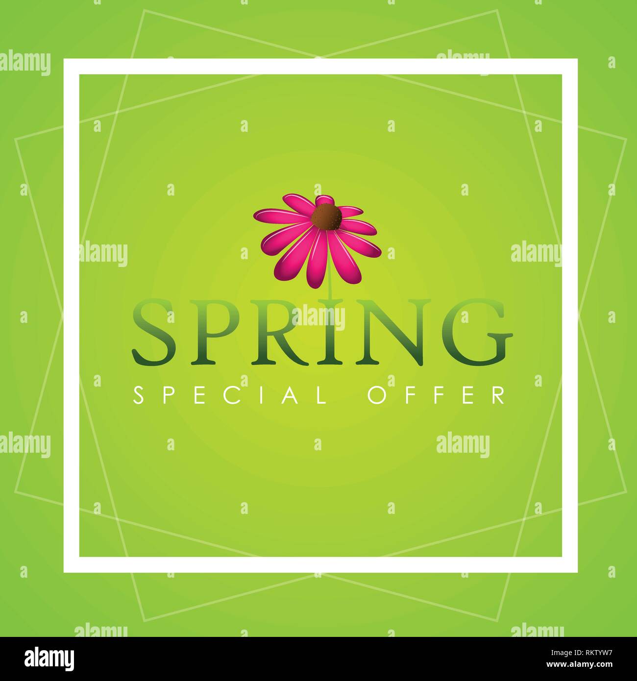 Feder Typografie mit rosa blühende Blume Blütenblatt auf grünem Hintergrund Vektor-illustration EPS 10. Stock Vektor