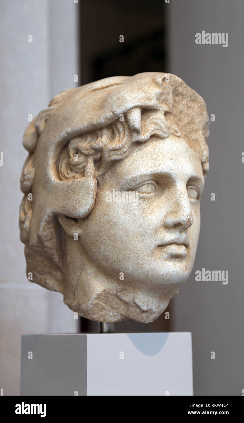 Alexander der Große als junge Herakles. Das Tragen der Kopfhaut von Löwen als Helm. Griechische, Hellenistische, 4th-3rd BCE. Met. NY, USA. Stockfoto