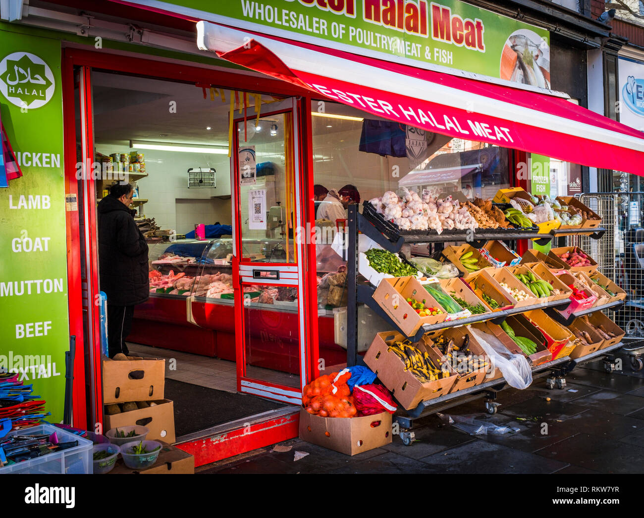 Ein geschächtetes Fleisch lagern. Stockfoto