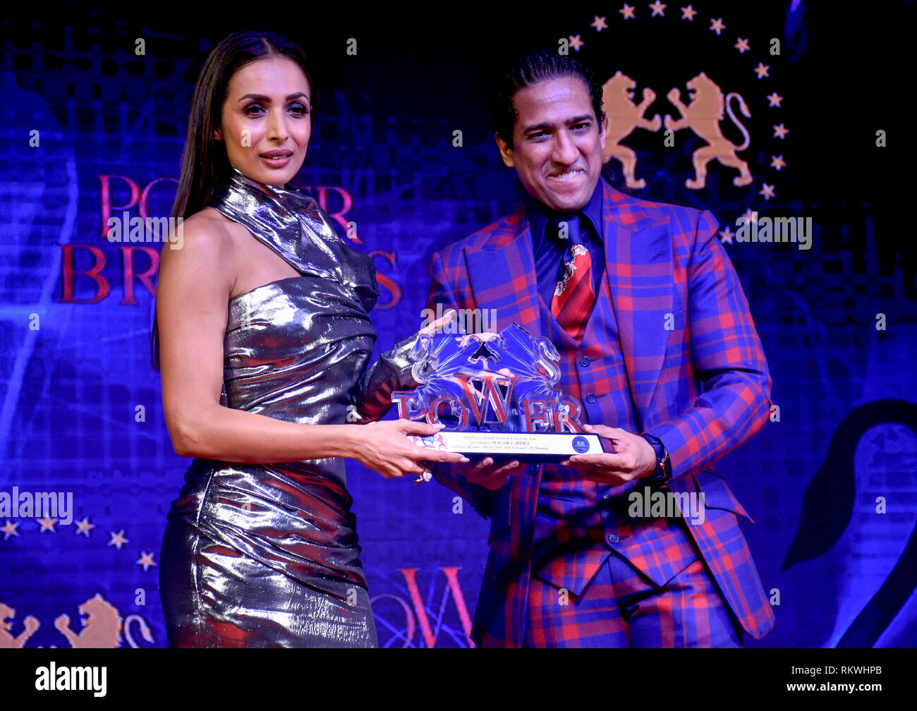 Mumbai, Indien. 11 Feb, 2019. Schauspielerin Malaika Arora besucht Power Brands-Bollywood's Film Journalist Award (BFJA) 2019 im Hotel Novotel Juhu in Mumbai. Credit: Azhar Khan/SOPA Images/ZUMA Draht/Alamy leben Nachrichten Stockfoto