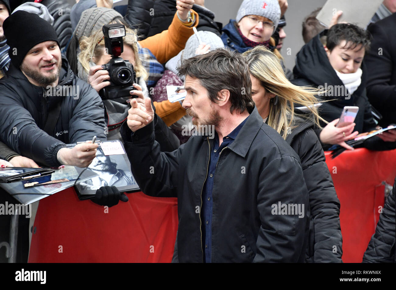 Christian Bale ankommen für die 'Vice' Pressekonferenz auf der 69. Internationalen Filmfestspiele Berlin/Berlinale 2019 im Hotel Grand Hyatt am Februar in Berlin, Deutschland. | Verwendung weltweit Stockfoto