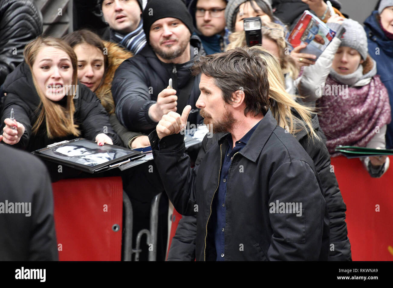 Christian Bale ankommen für die 'Vice' Pressekonferenz auf der 69. Internationalen Filmfestspiele Berlin/Berlinale 2019 im Hotel Grand Hyatt am Februar in Berlin, Deutschland. | Verwendung weltweit Stockfoto