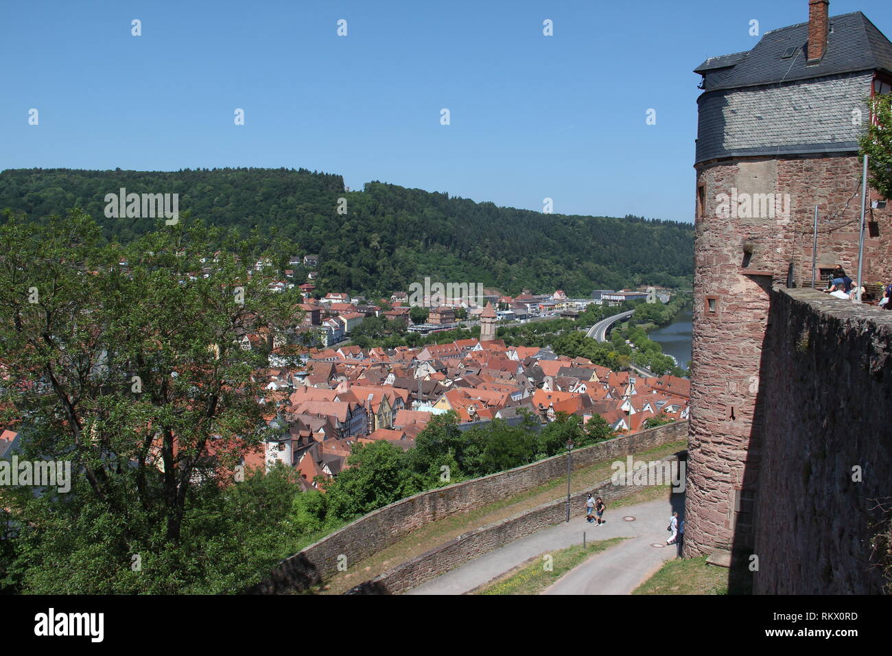 Burgruine/Bild einer Burg in Deutschland Wertheim ruinieren. Detail der Burg Wertheim in Wertheim am Main in Süddeutschland am Abend t Stockfoto