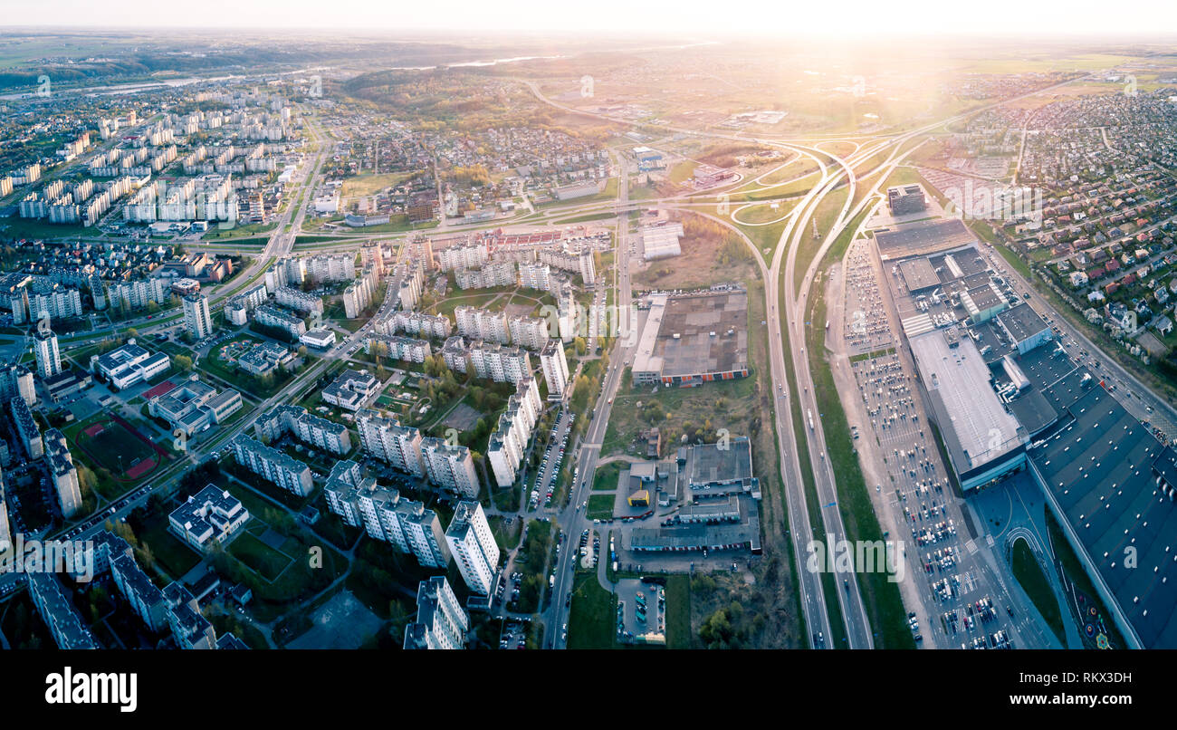 Antenne Panorama der Stadt Kaunas, Litauen Stockfoto