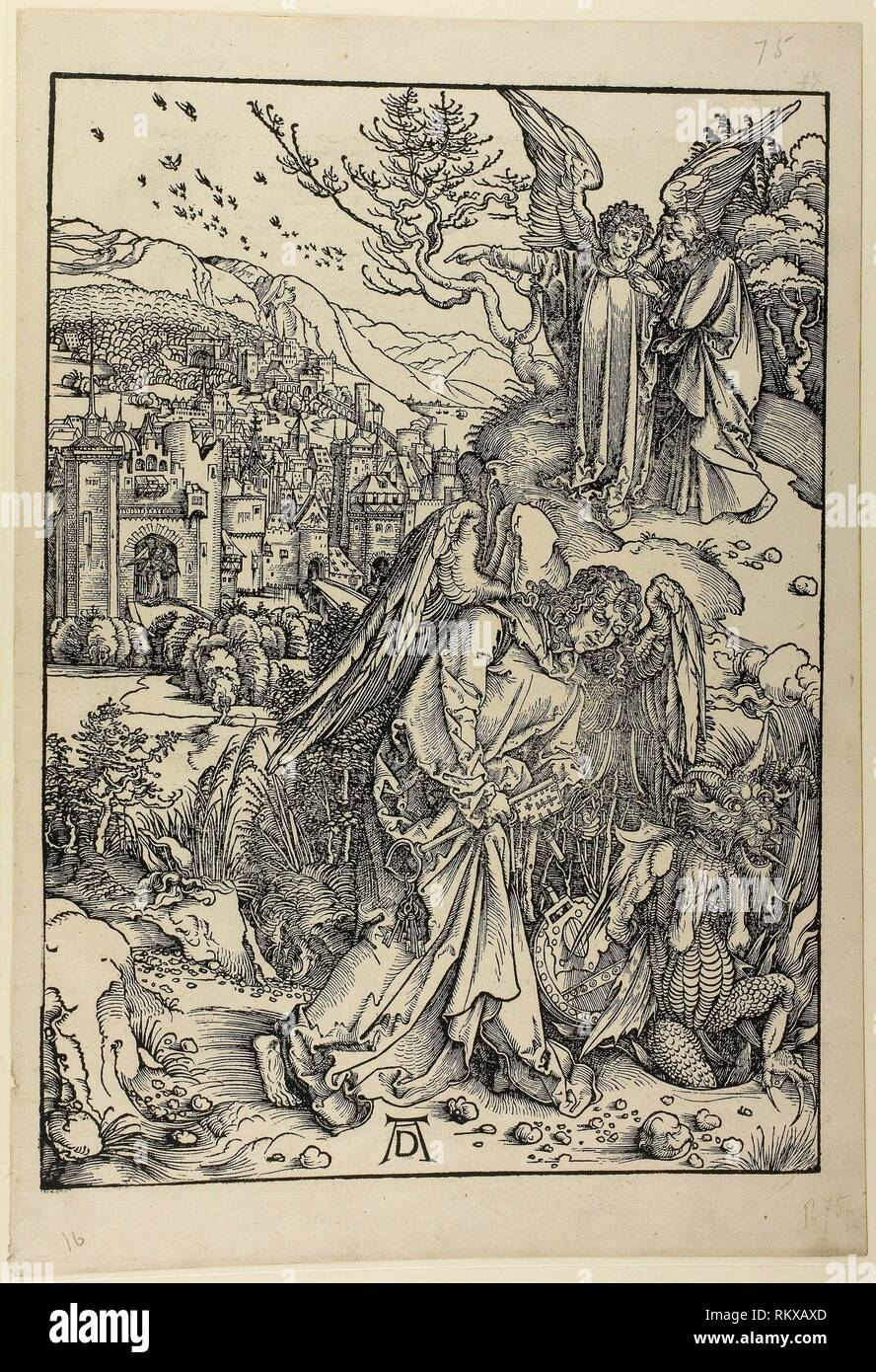 Der Engel mit den Schlüssel zum Abgrund, aus der Apokalypse - C. 1496-98;  veröffentlicht 1511 - Albrecht Dürer Deutsch, 1471-1528 - Künstler:  Albrecht Stockfotografie - Alamy