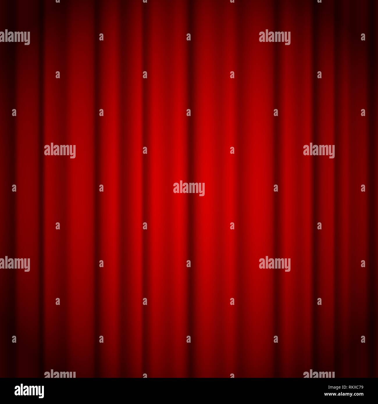 Rote Vorhänge Hintergrund durch einen Strahl von Spotlight beleuchtet. Red Theatre Vorhang Vector Illustration. Stock Vektor
