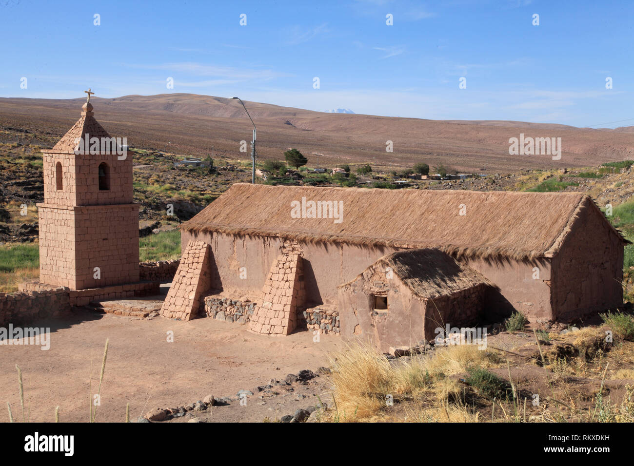 Chile, Antofagasta Region, Socaire, Dorf, Kirche, Stockfoto