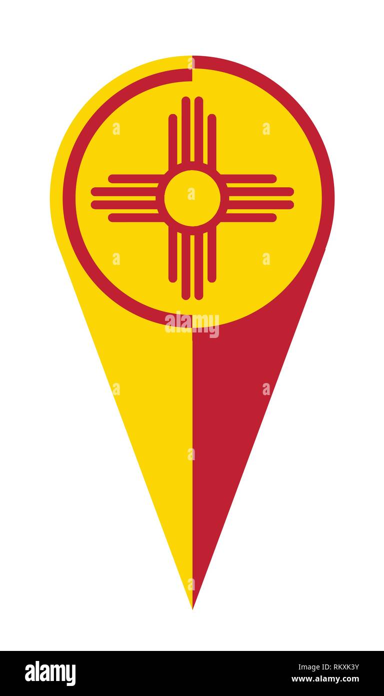 New Mexico State Kartenzeiger pin Symbol Lage Flagge Marker Stock Vektor