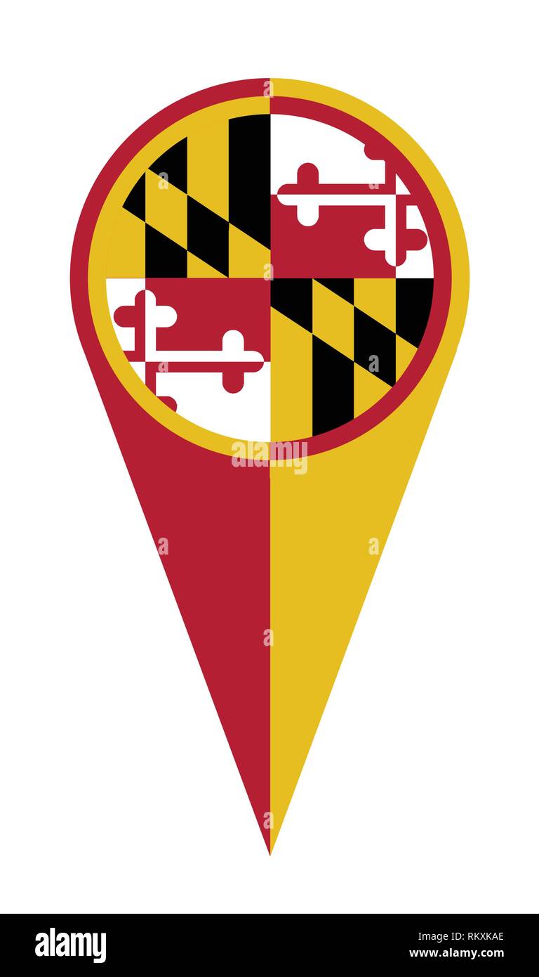 Maryland State Kartenzeiger pin Symbol Lage Flagge Marker Stock Vektor