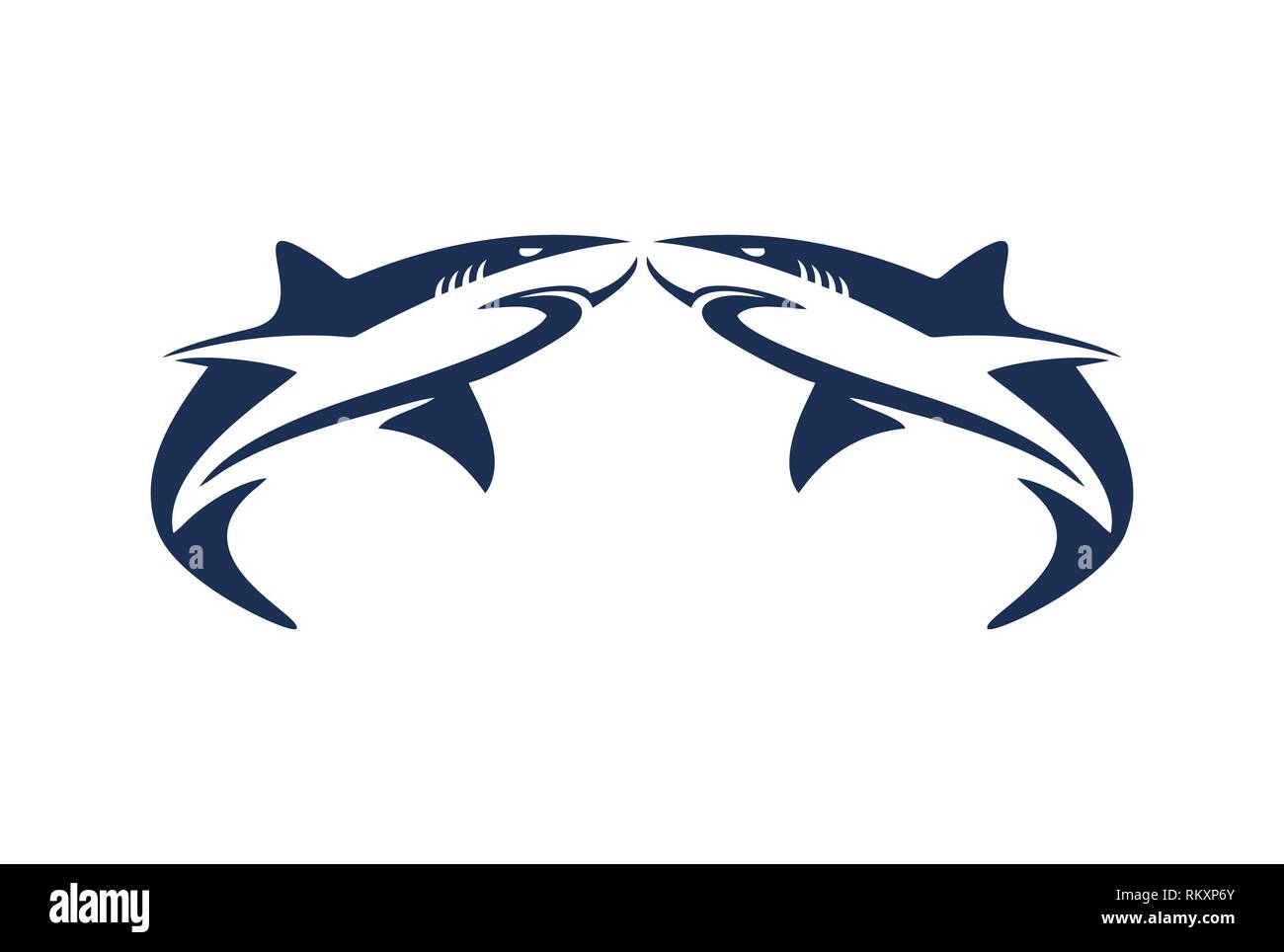 Symbol mit abstraktem Twin-Shark-Logo Stock Vektor