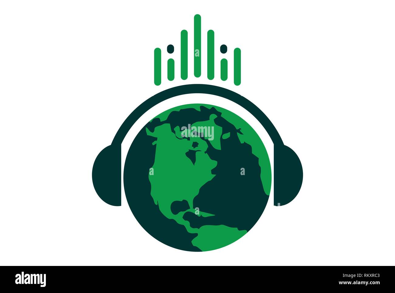 Logo für Kopfhörer der Music World Stock Vektor