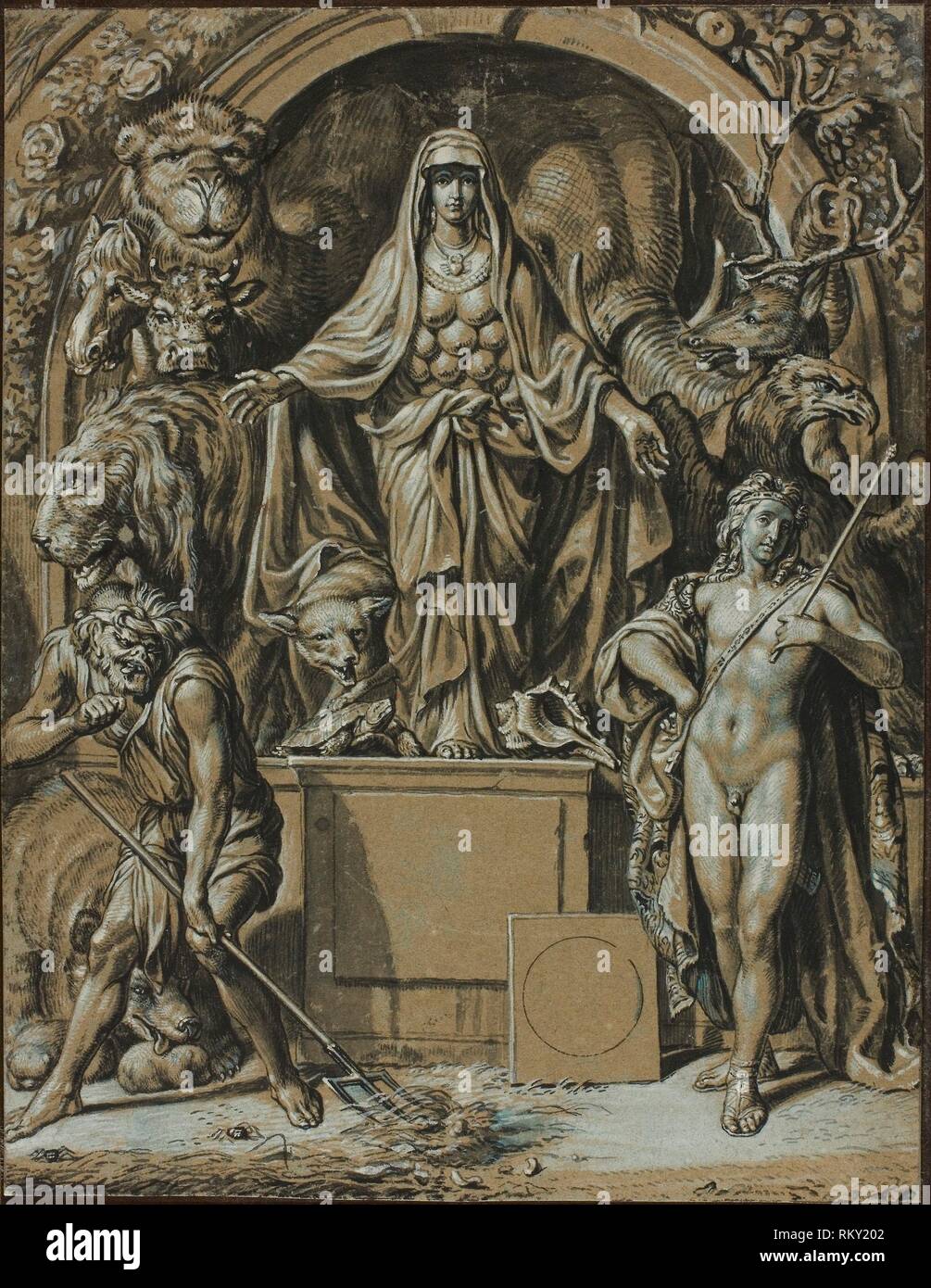 Diana von Ephesus als Allegorie der Natur - C. 1680 - Joseph Werner Schweizer, 1637-1710 - Artist: Joseph Werner, Herkunft: Schweiz, Datum: 1674 - 1685 Stockfoto